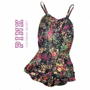 Victoria’s Secret PINK Floral Shorts Romper • XS